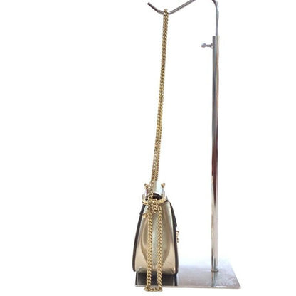 Chloe Shoulder Bag Purse Drew Chain Leather Metallic Silver Authentic