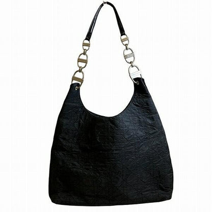 Christian Dior Hand Shoulder Bag Tote Purse Cannage Nylon Black Authentic