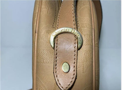Christian Dior Shoulder Bag Purse Trotter PVC Brown Gold Authentic