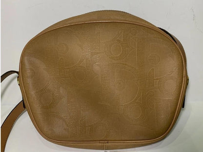 Christian Dior Shoulder Bag Purse Trotter PVC Brown Gold Authentic