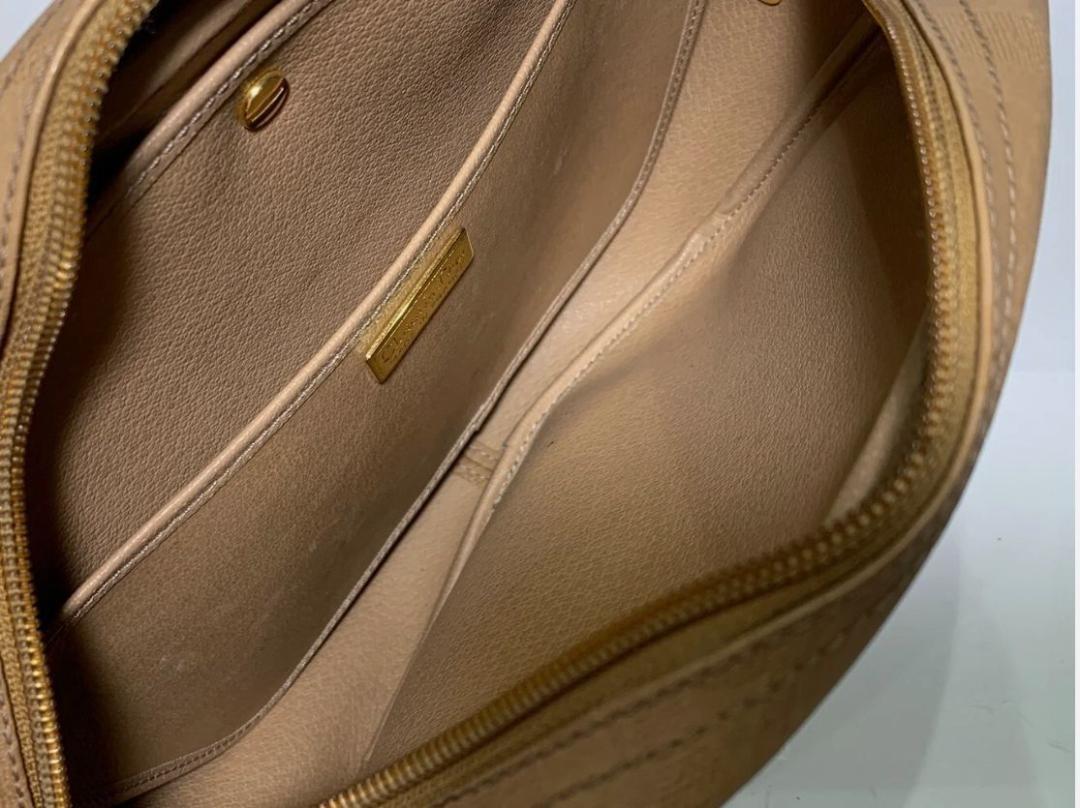 Christian Dior Shoulder Bag Purse Trotter PVC Brown Gold Authentic
