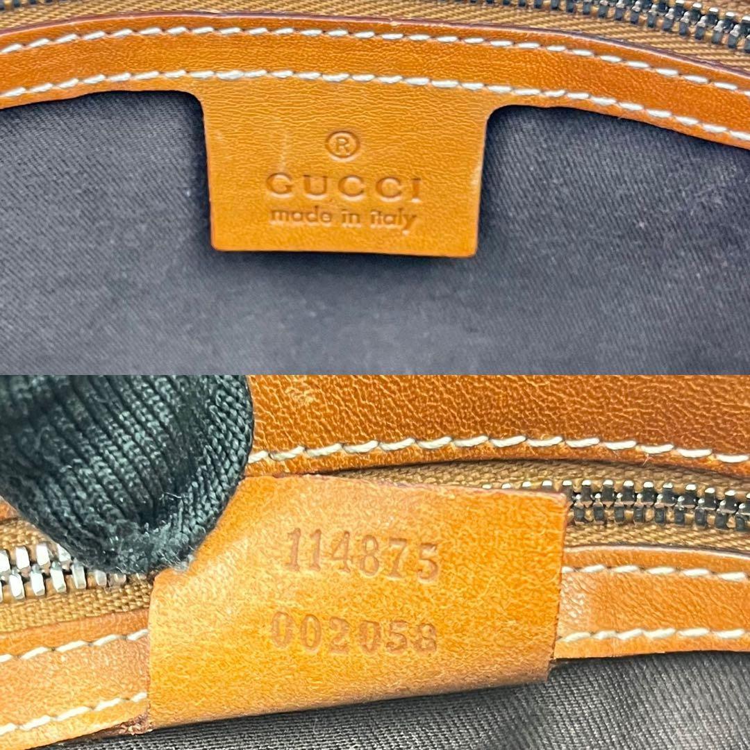 GUCCI Hand Shoulder Bag Tote Purse Sherry Line Interlocking Canvas Leather Brown