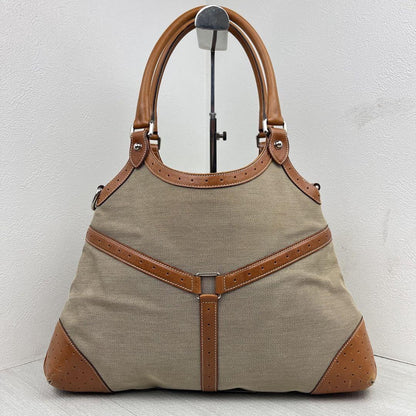 GUCCI Hand Shoulder Bag Tote Purse Sherry Line Interlocking Canvas Leather Brown