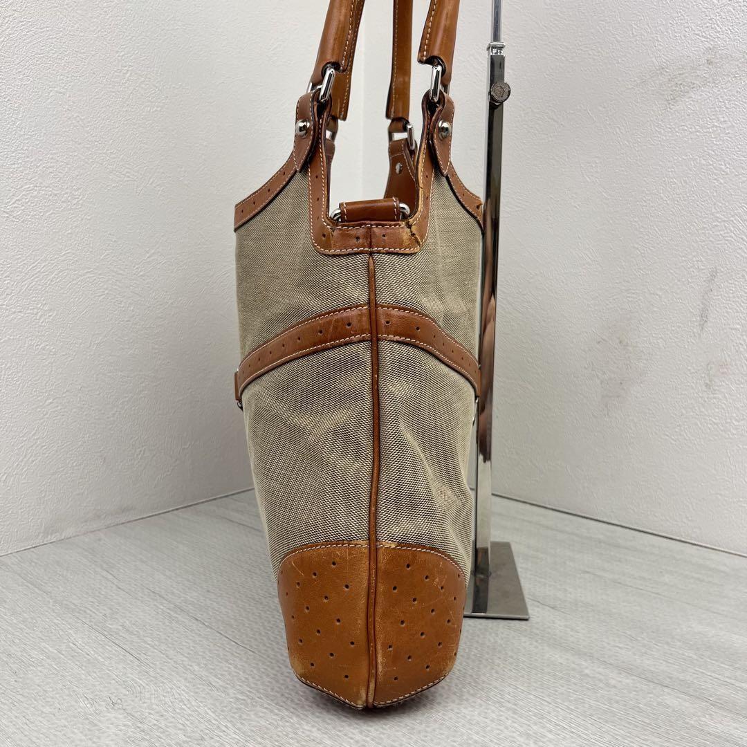 GUCCI Hand Shoulder Bag Tote Purse Sherry Line Interlocking Canvas Leather Brown