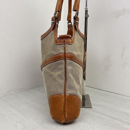 GUCCI Hand Shoulder Bag Tote Purse Sherry Line Interlocking Canvas Leather Brown