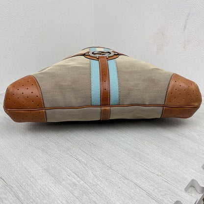 GUCCI Hand Shoulder Bag Tote Purse Sherry Line Interlocking Canvas Leather Brown