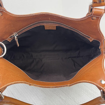 GUCCI Hand Shoulder Bag Tote Purse Sherry Line Interlocking Canvas Leather Brown