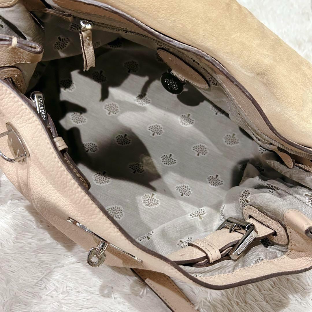 MULBERRY Shoulder Bag Purse 2way Bayswater Leather Beige Authentic