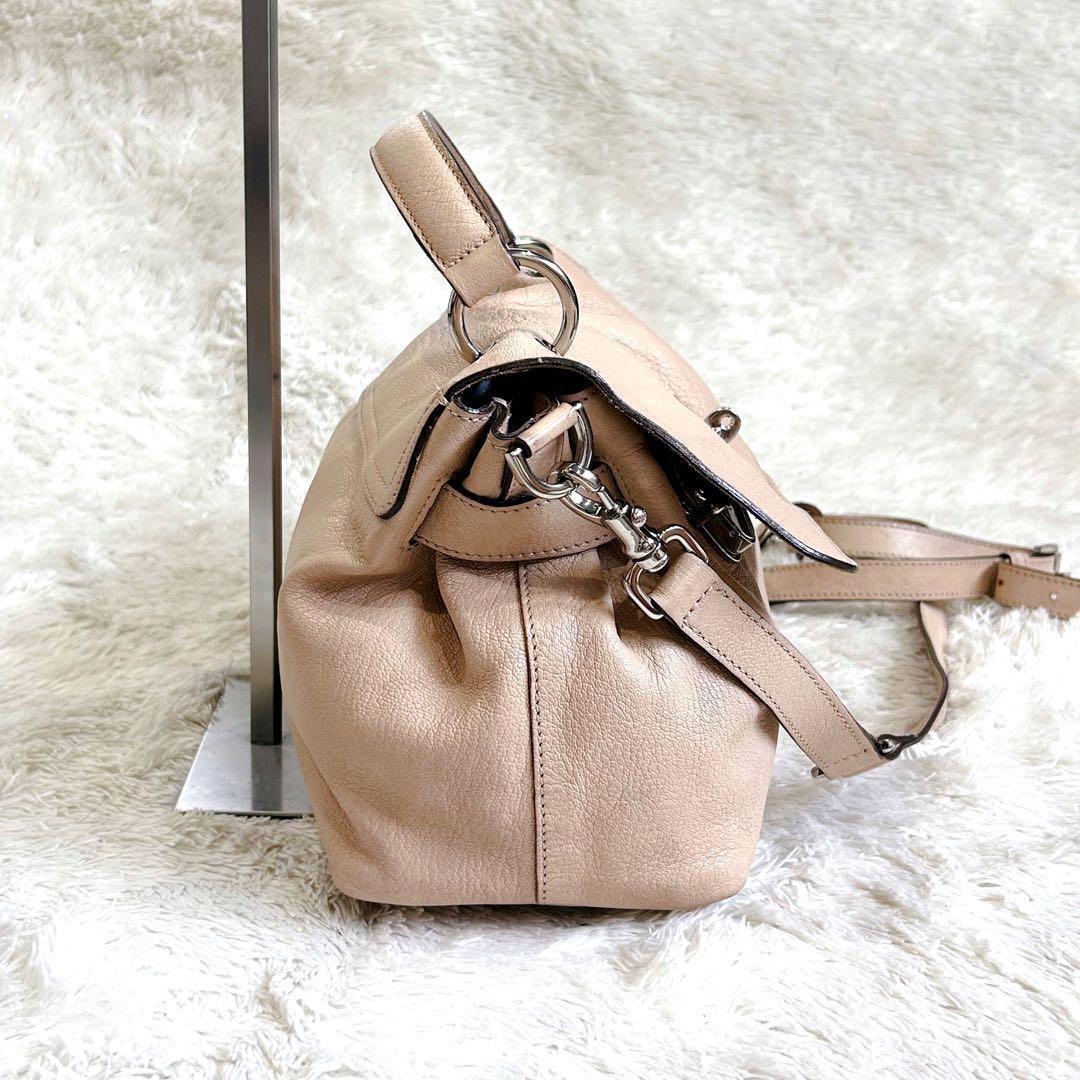 MULBERRY Shoulder Bag Purse 2way Bayswater Leather Beige Authentic