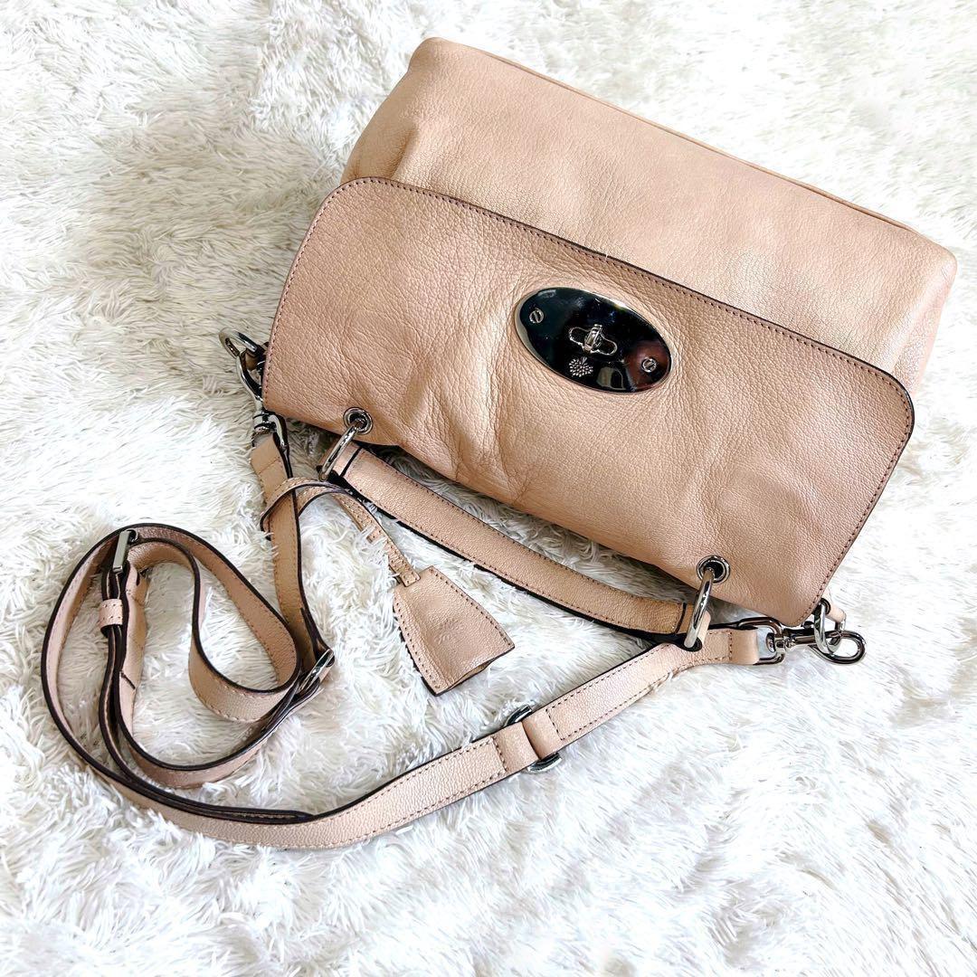 MULBERRY Shoulder Bag Purse 2way Bayswater Leather Beige Authentic