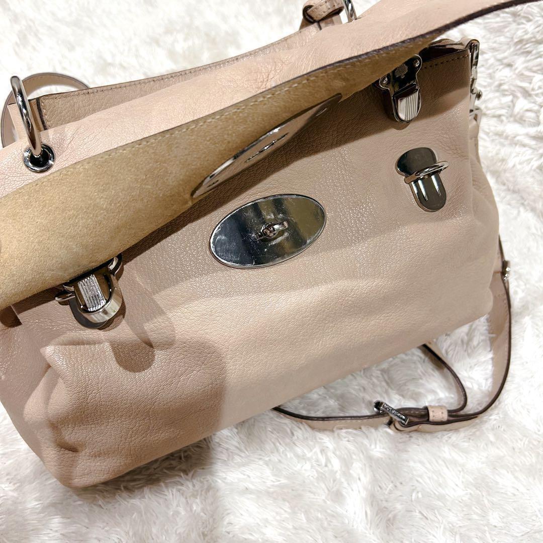 MULBERRY Shoulder Bag Purse 2way Bayswater Leather Beige Authentic