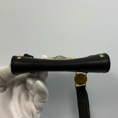 VERSACE Accessory Pouch Hand Pouch Sunburst Leather Authentic