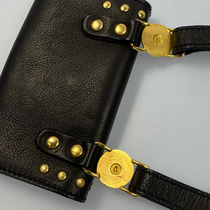 VERSACE Accessory Pouch Hand Pouch Sunburst Leather Authentic