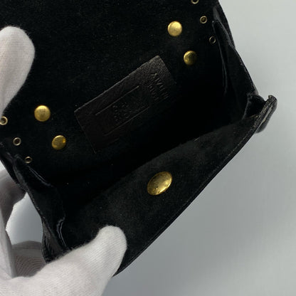 VERSACE Accessory Pouch Hand Pouch Sunburst Leather Authentic