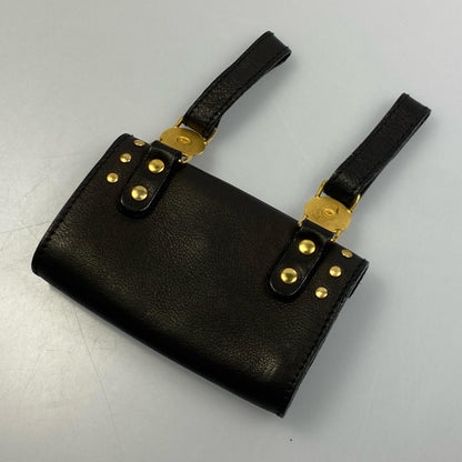 VERSACE Accessory Pouch Hand Pouch Sunburst Leather Authentic