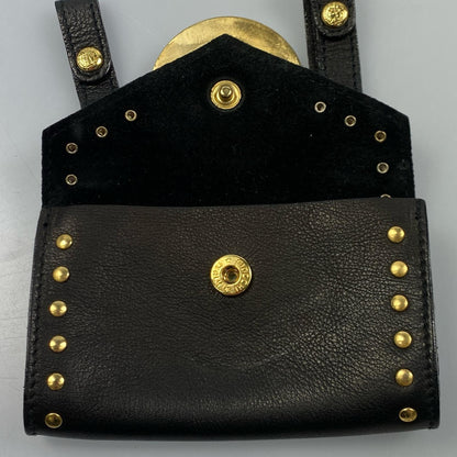 VERSACE Accessory Pouch Hand Pouch Sunburst Leather Authentic