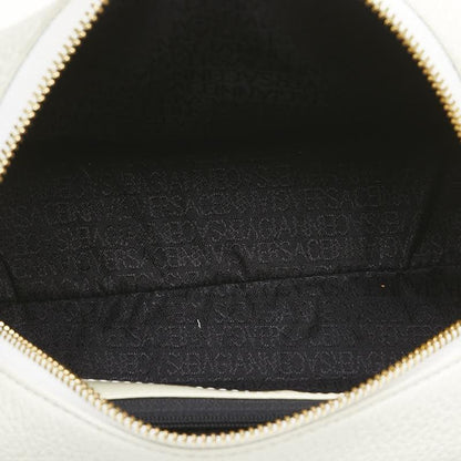 VERSACE Hand Bag Tote Purse Vanity Bag Sunburst Leather White Authentic