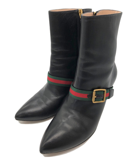 GUCCI Boots Shoes Sherry Line EU 37 US 7 Black Authentic