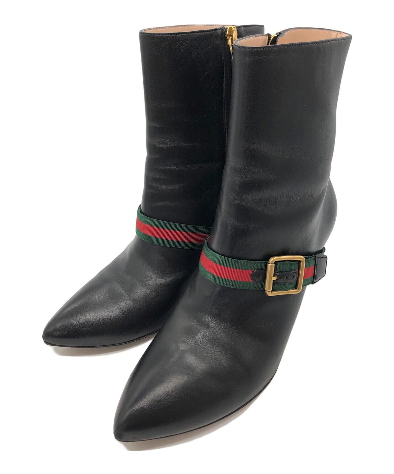 GUCCI Boots Shoes Sherry Line EU 37 US 7 Black Authentic