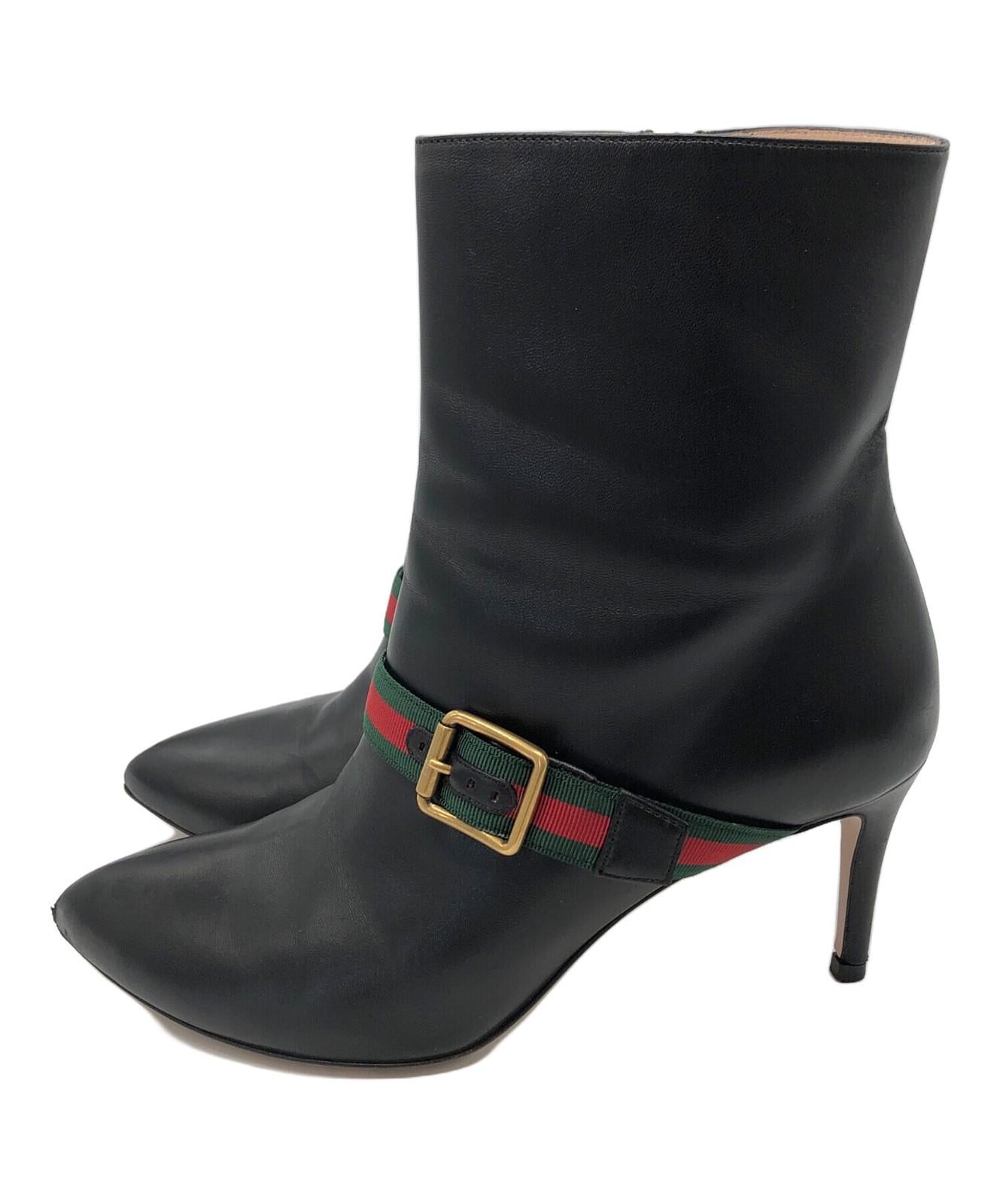 GUCCI Boots Shoes Sherry Line EU 37 US 7 Black Authentic