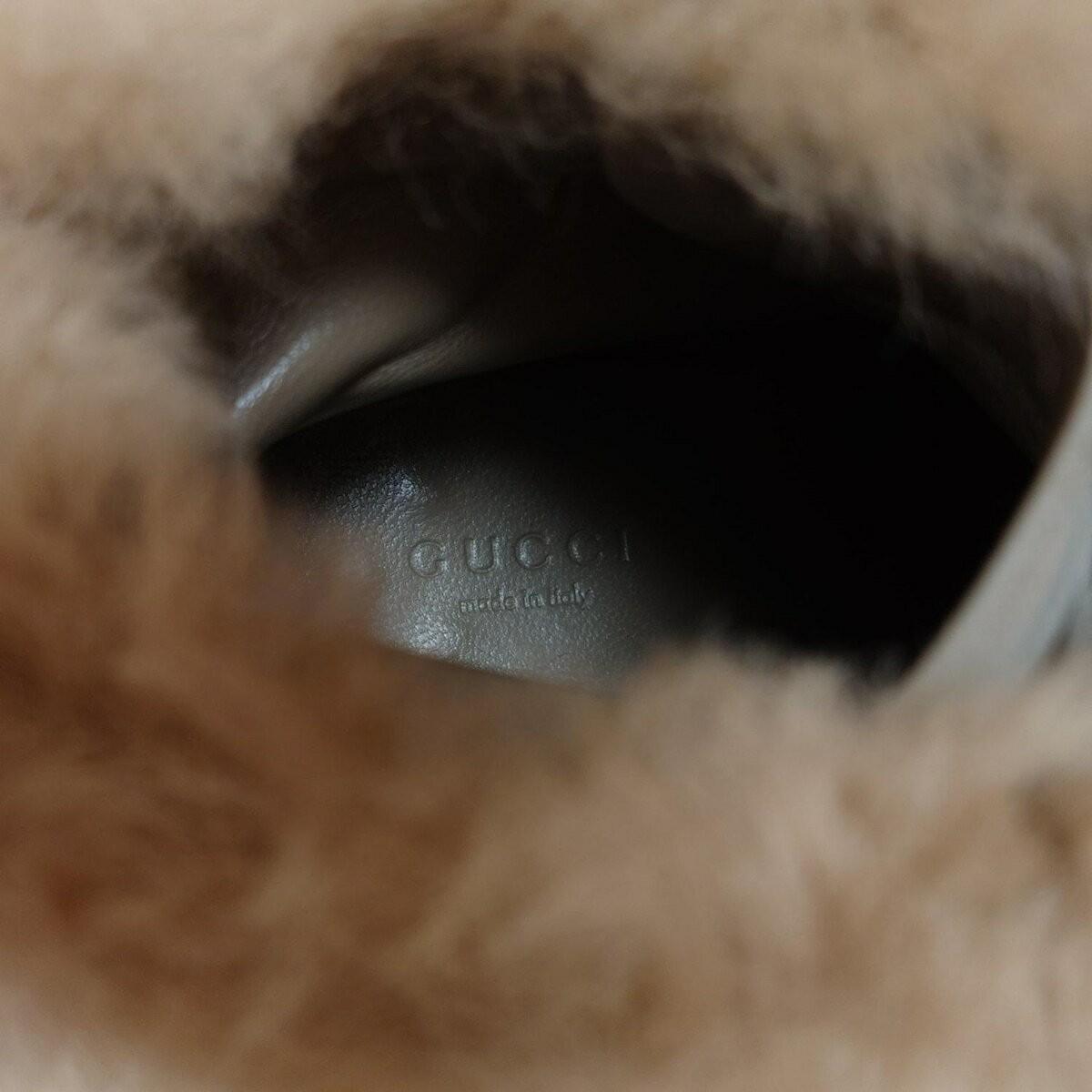 GUCCI Short Boots Shoes EU 36 US 6 Mouton Gray Beige Authentic