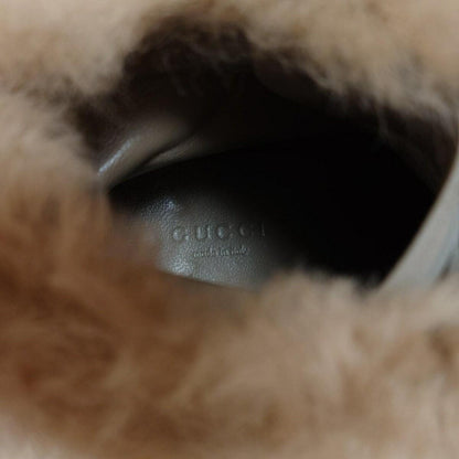 GUCCI Short Boots Shoes EU 36 US 6 Mouton Gray Beige Authentic