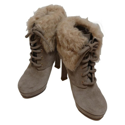 GUCCI Short Boots Shoes EU 36 US 6 Mouton Gray Beige Authentic