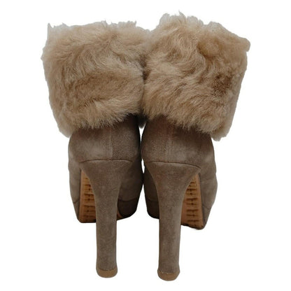 GUCCI Short Boots Shoes EU 36 US 6 Mouton Gray Beige Authentic