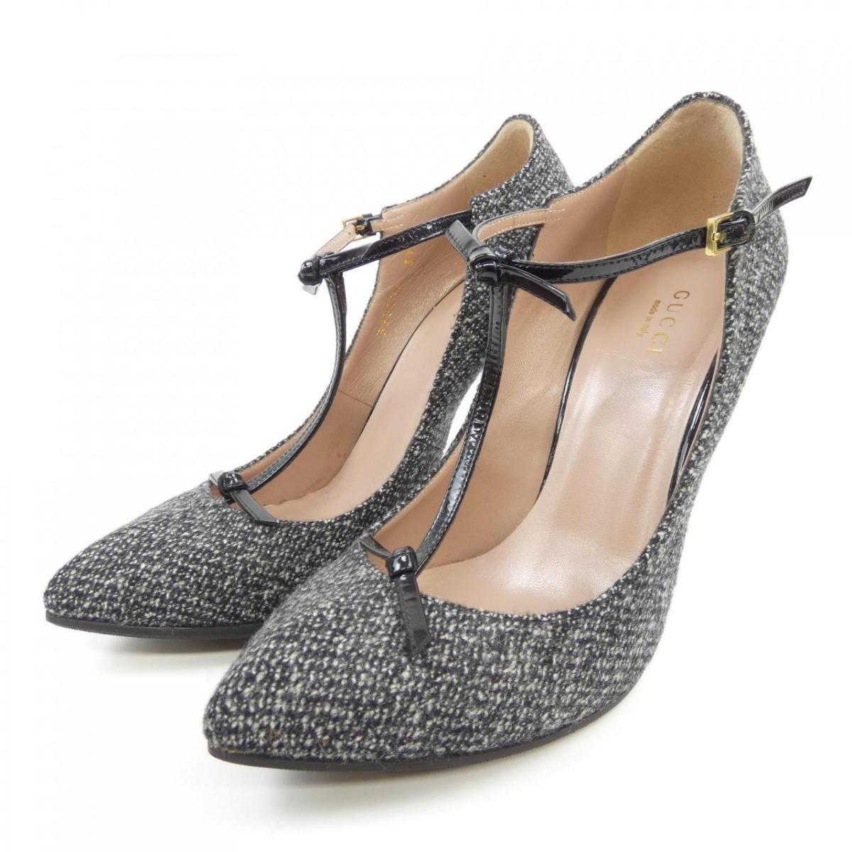 GUCCI Shoes Pumps Heel EU 37.5 US 7.5 Black Authentic