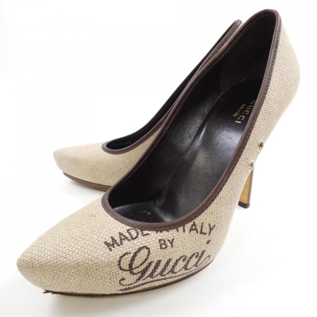 GUCCI Shoes Pumps Heel EU 39.5 US 9.5 Beige Authentic