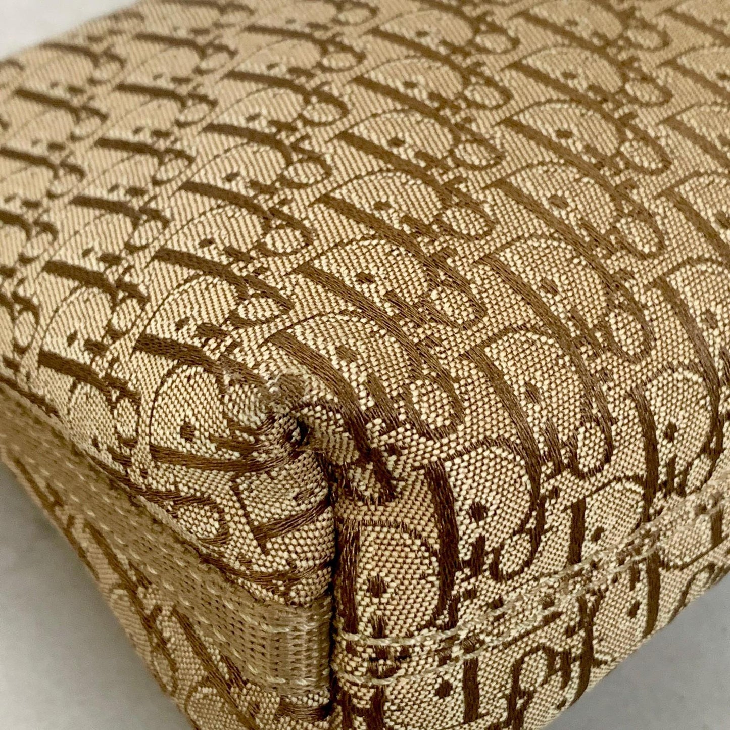 Christian Dior Handbag Trotter Accessory Pouch Shoulder Purse Canvas Beige Auth