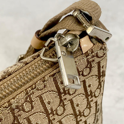 Christian Dior Handbag Trotter Accessory Pouch Shoulder Purse Canvas Beige Auth