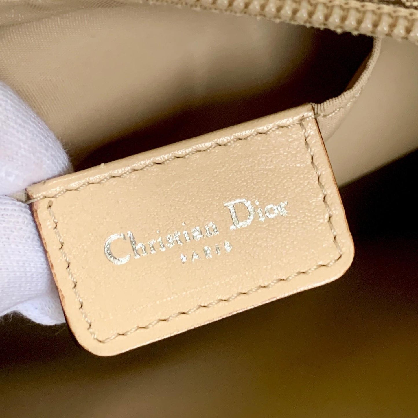 Christian Dior Handbag Trotter Accessory Pouch Shoulder Purse Canvas Beige Auth