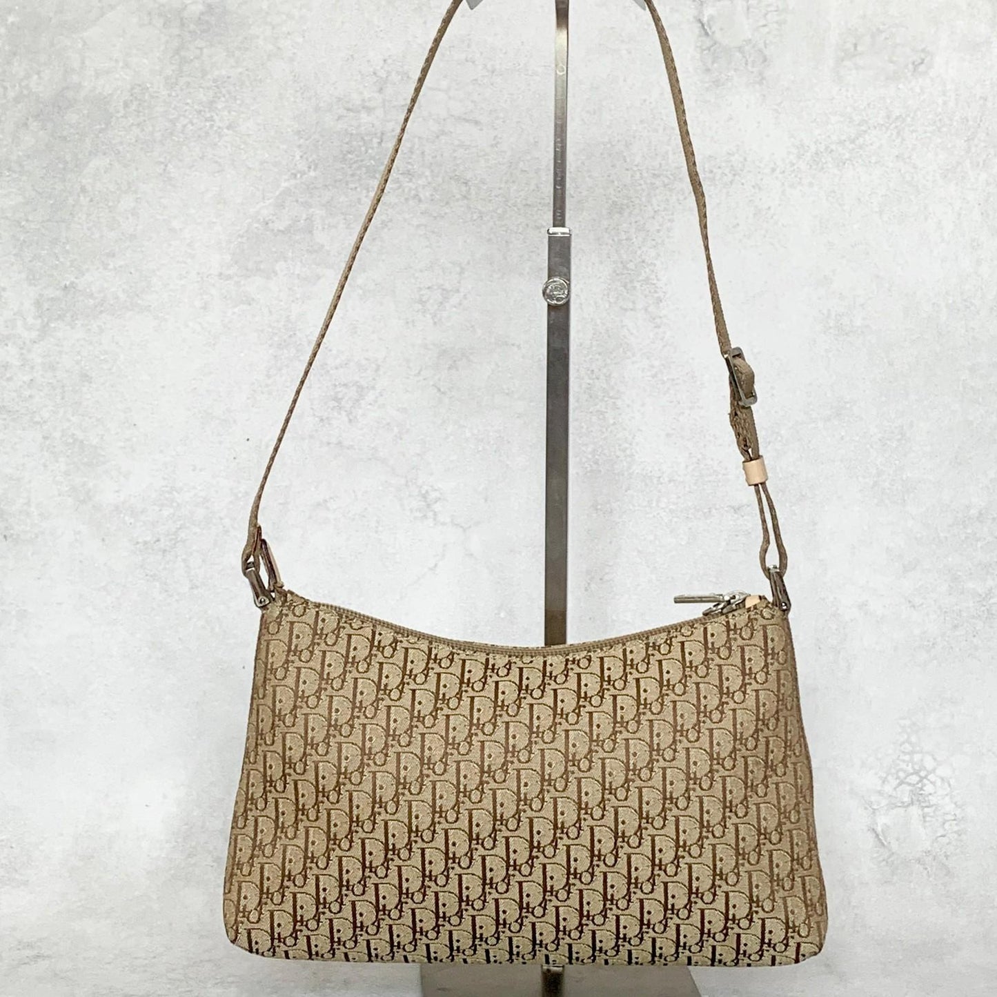 Christian Dior Handbag Trotter Accessory Pouch Shoulder Purse Canvas Beige Auth