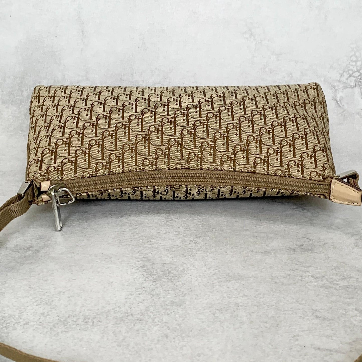 Christian Dior Handbag Trotter Accessory Pouch Shoulder Purse Canvas Beige Auth