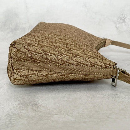 Christian Dior Handbag Trotter Accessory Pouch Shoulder Purse Canvas Beige Auth