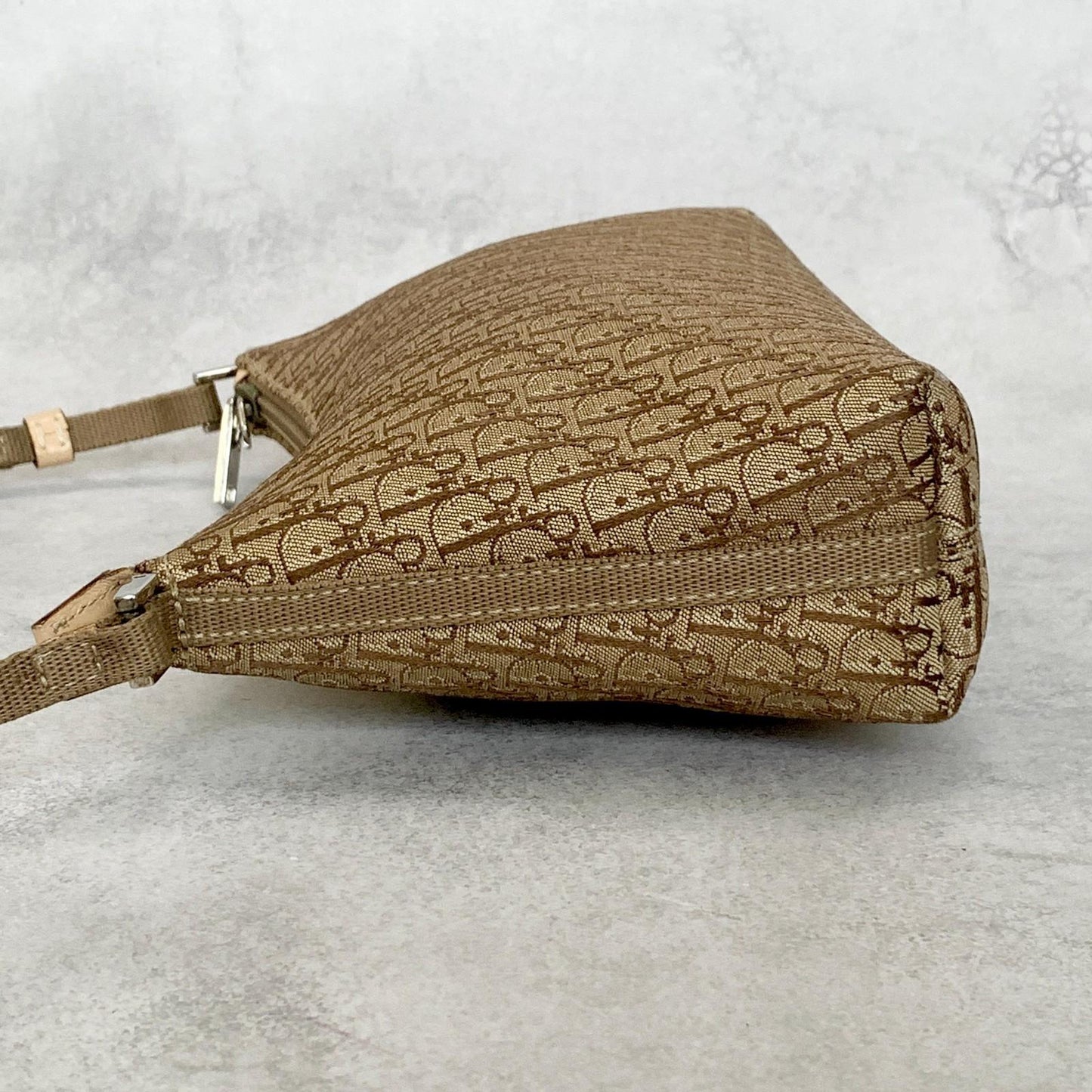 Christian Dior Handbag Trotter Accessory Pouch Shoulder Purse Canvas Beige Auth