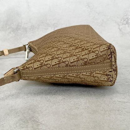 Christian Dior Handbag Trotter Accessory Pouch Shoulder Purse Canvas Beige Auth