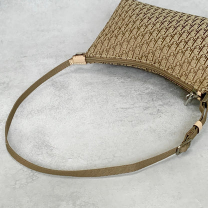 Christian Dior Handbag Trotter Accessory Pouch Shoulder Purse Canvas Beige Auth