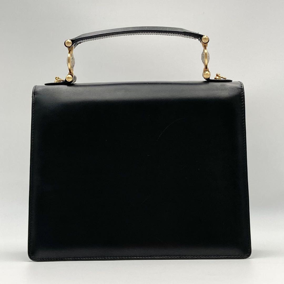 VERSACE Hand Bag Tote Purse Medusa Leather Black Authentic