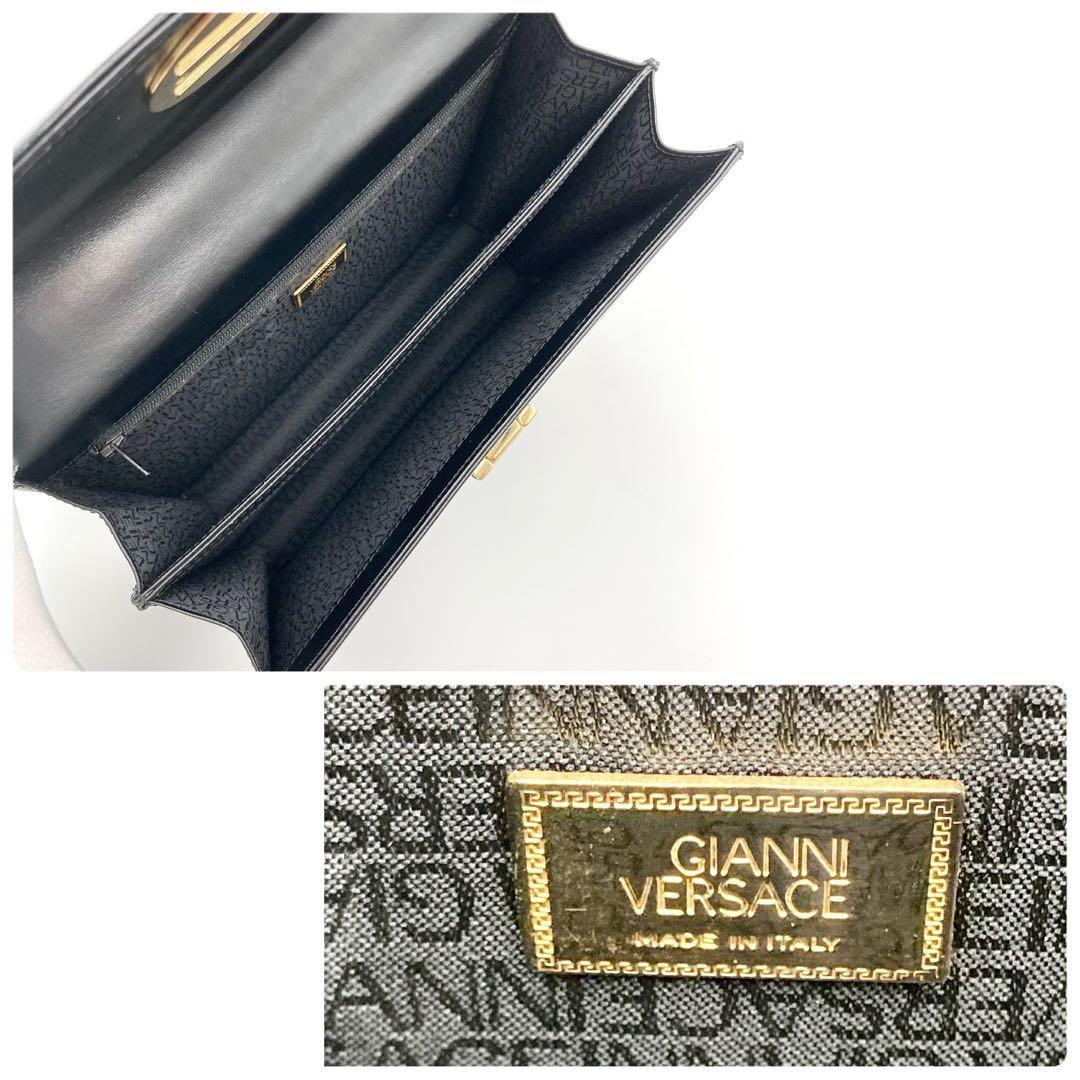 VERSACE Hand Bag Tote Purse Medusa Leather Black Authentic