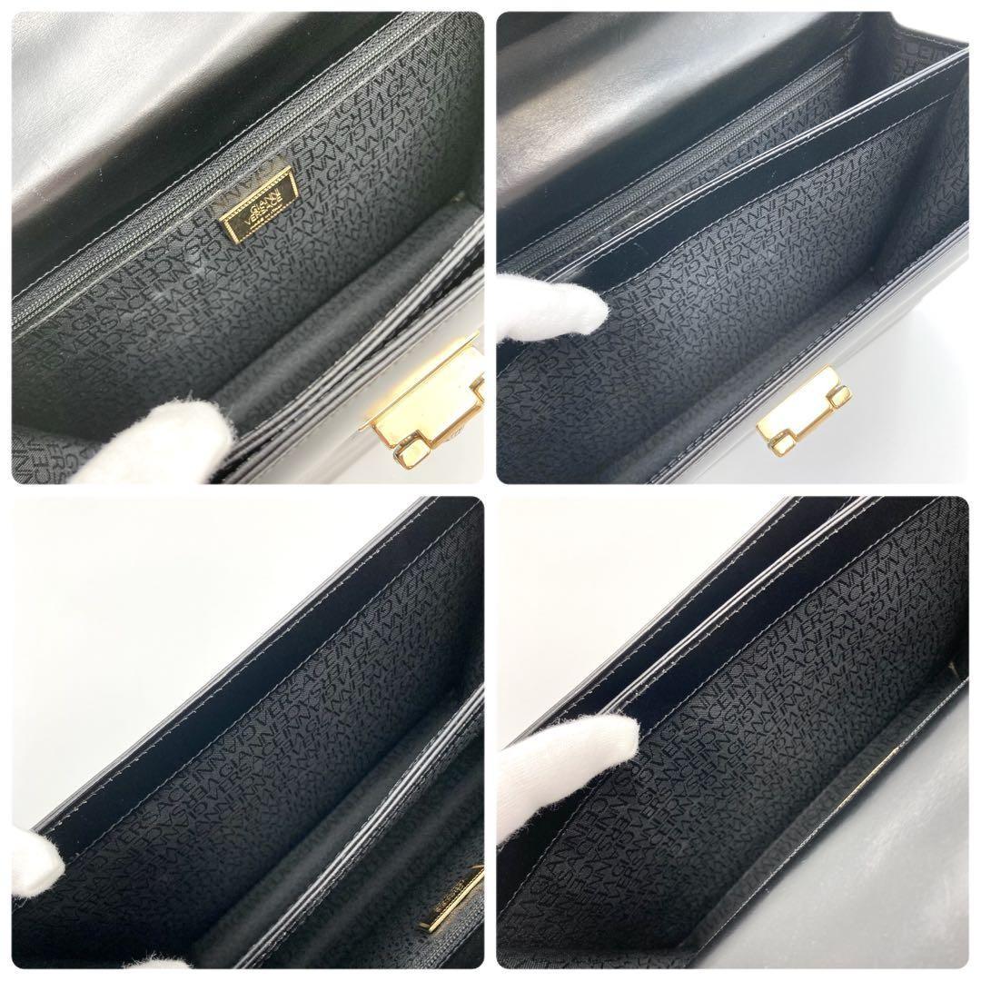 VERSACE Hand Bag Tote Purse Medusa Leather Black Authentic