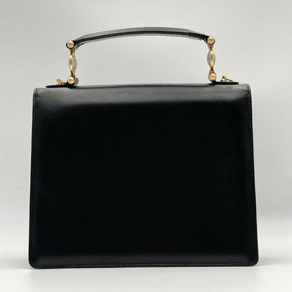 VERSACE Hand Bag Tote Purse Medusa Leather Black Authentic