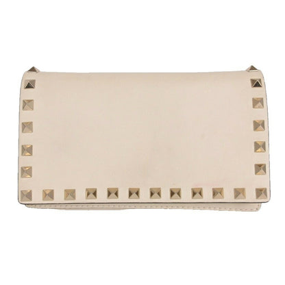Valentino Garavani Shoulder Bag Purse Rockstuds Leather Off White Authentic