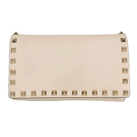Valentino Garavani Shoulder Bag Purse Rockstuds Leather Off White Authentic