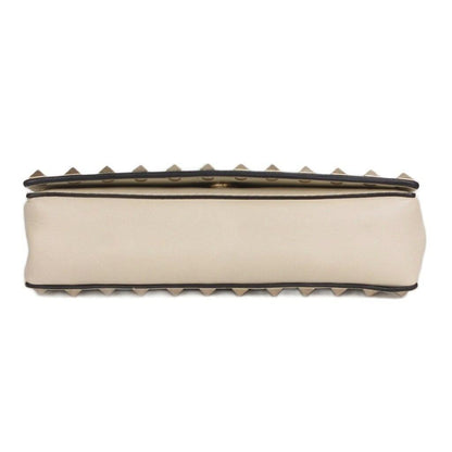 Valentino Garavani Shoulder Bag Purse Rockstuds Leather Off White Authentic