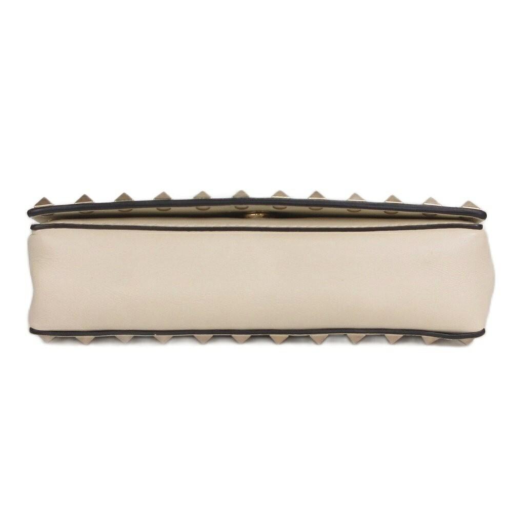 Valentino Garavani Shoulder Bag Purse Rockstuds Leather Off White Authentic