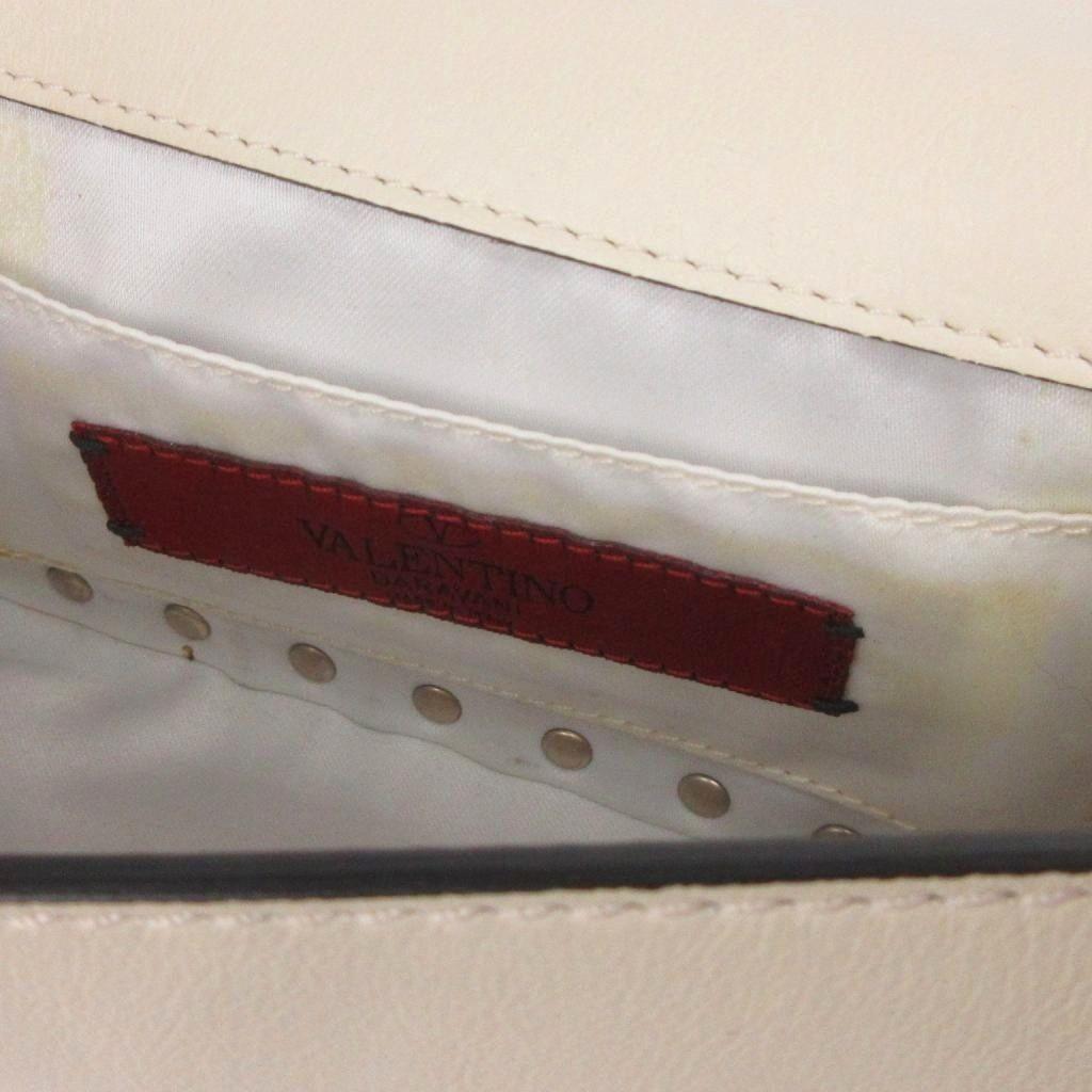 Valentino Garavani Shoulder Bag Purse Rockstuds Leather Off White Authentic