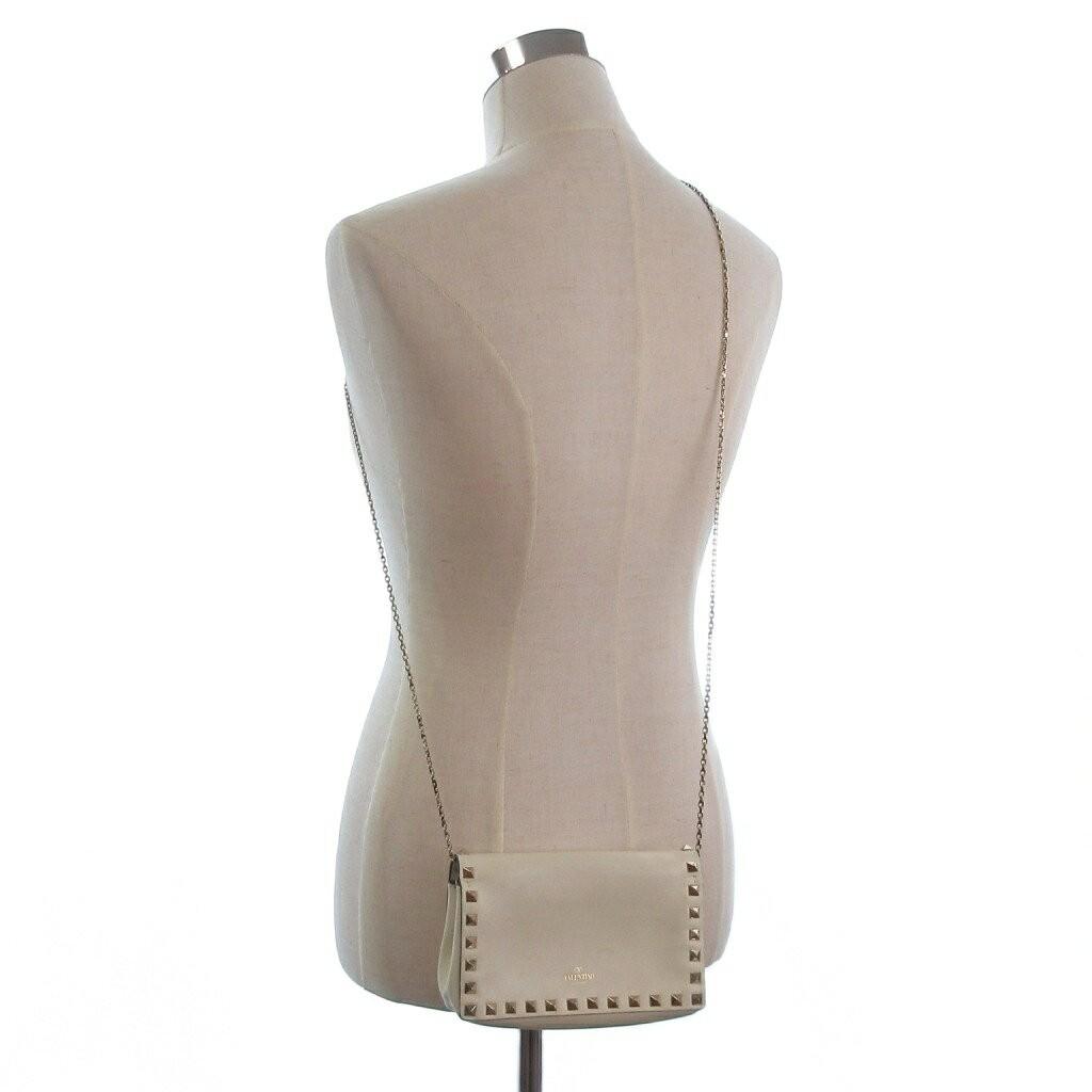 Valentino Garavani Shoulder Bag Purse Rockstuds Leather Off White Authentic