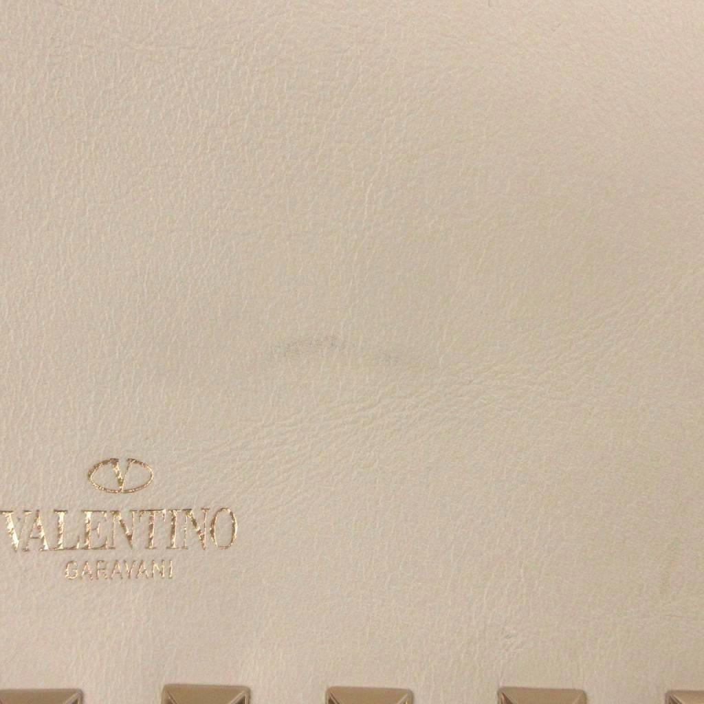 Valentino Garavani Shoulder Bag Purse Rockstuds Leather Off White Authentic